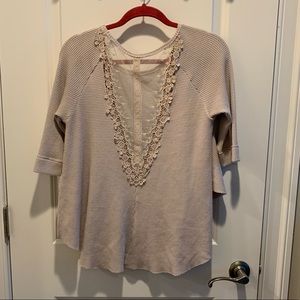 Free people detailed waffle knit blouse